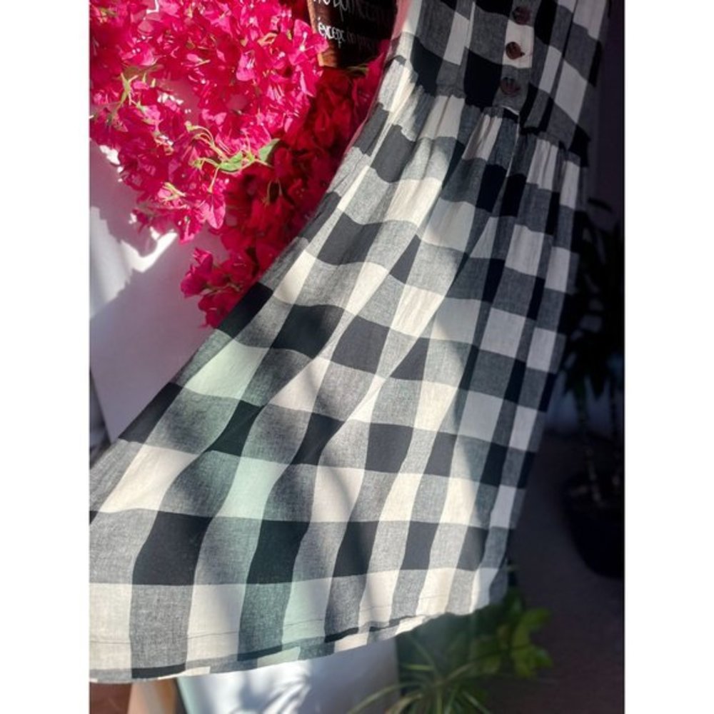 NWT Urban Outfitters Natalie Checkered Print Linen Midi Dress - Size XS - Picture 12 of 14